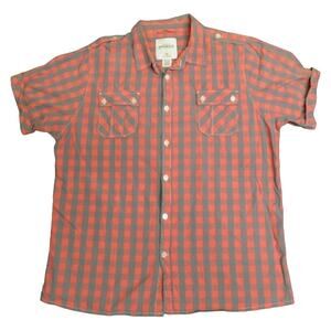 Imperious Mens 3XL Button Up 100% Cotton Short Sleeve Plaid Shirt w Pockets